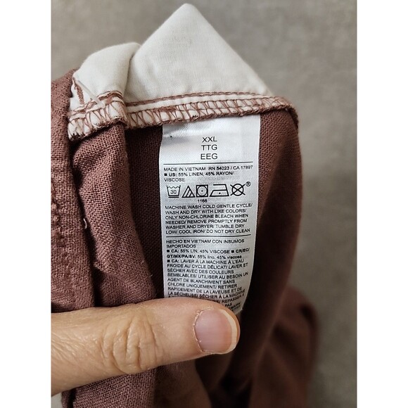Old Navy Linen-Blend Straight Ankle Pants Women XXL Warm Taupe Beach VacationNEW - Picture 9 of 10